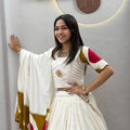 Elegant White Multicolor Cotton Gota Patti Work Designer Lehenga Choli with Dupatta for Women