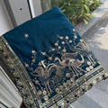 Royal Navy Blue Rangoli Silk Saree Embroidery Cutwork for Women