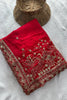Elegant Maroon Rangoli Silk Saree Embroidery Cutwork for Women