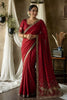Elegant Maroon Rangoli Silk Saree Embroidery Cutwork for Women