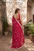 Beautiful Rani Pink Silk Satin Embroidery Work Saree for Women
