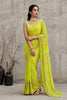 Graceful Lime Green Georgette Embroidery Work Saree for Women
