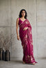 Beautiful Rani Pink Georgette Embroidery Work Saree for Women