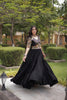 Stylish Black Multicolor Rayon Embroidered Designer Gown with Flared Skirt for Women