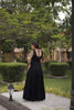 Stylish Black Multicolor Rayon Embroidered Designer Gown with Flared Skirt for Women
