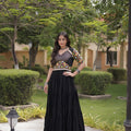 Stylish Black Multicolor Rayon Embroidered Designer Gown with Flared Skirt for Women