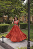Vibrant Rust Orange Multicolor Rayon Embroidered Designer Gown with Flared Skirt for Women