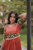 Vibrant Rust Orange Multicolor Rayon Embroidered Designer Gown with Flared Skirt for Women