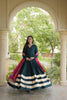Elegant Rama Green Rayon Gown with Pink Dupatta and Gota Patti Lace Work for Navratri