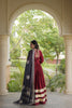Stylish Maroon Rayon Gown with Black Dupatta and Gota Patti Lace Work for Navratri