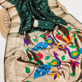 Graceful Green Organza Silk Elegant Woven Gold Zari Butta Saree for Women