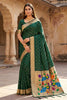 Graceful Green Organza Silk Elegant Woven Gold Zari Butta Saree for Women