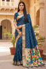 Royal Navy Blue Organza Silk Elegant Woven Gold Zari Butta Saree for Women