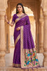 Beautiful Purple Organza Silk Elegant Woven Gold Zari Butta Saree for Women