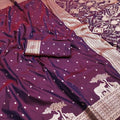 Royal Purple Pure Banarasi Silk Weaving Zari Motifs Designer Saree for Women