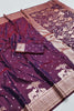 Royal Purple Pure Banarasi Silk Weaving Zari Motifs Designer Saree for Women
