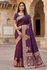 Royal Purple Pure Banarasi Silk Weaving Zari Motifs Designer Saree for Women