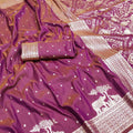 Beautiful Pink Pure Banarasi Silk Weaving Zari Motifs Designer Saree for Women
