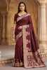 Premium Brown Pure Banarasi Silk Weaving Zari Motifs Designer Saree for Women
