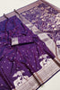 Elegant Purple Pure Banarasi Silk Weaving Zari Motifs Designer Saree for Women