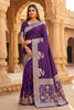 Elegant Purple Pure Banarasi Silk Weaving Zari Motifs Designer Saree for Women
