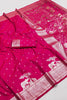 Vibrant Rani Pink Pure Banarasi Silk Weaving Zari Motifs Designer Saree for Women