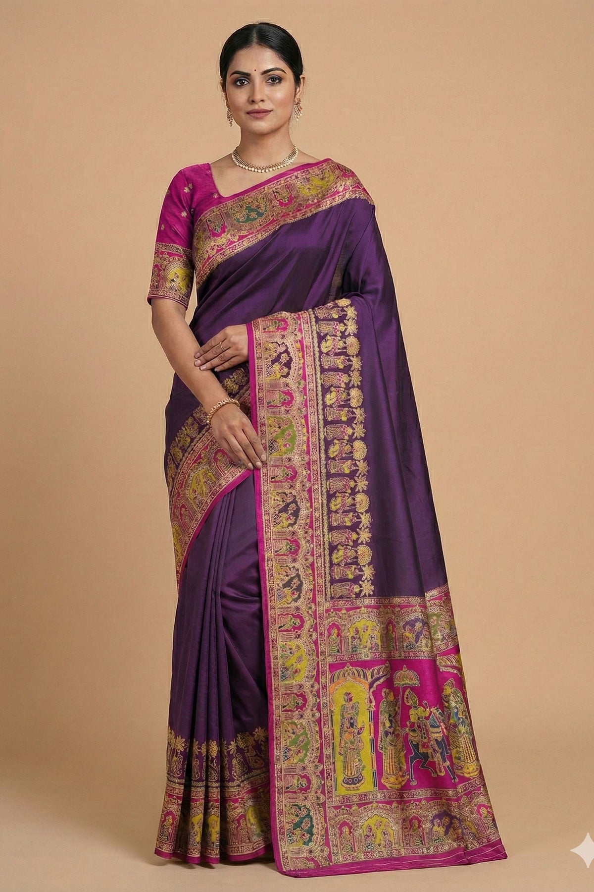 Elegant Purple Pashmina Paithani Silk Woven Zari Saree for Women
