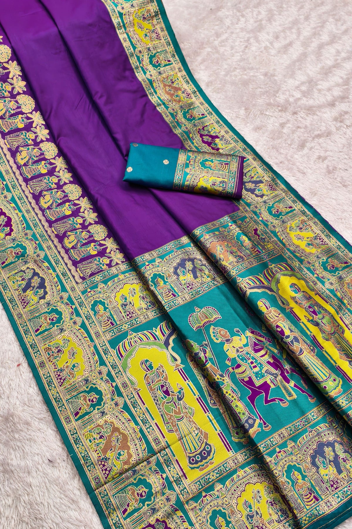 Wonderful Purple Pashmina Paithani Silk Woven Zari Saree for Women