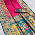 Beautiful Rani Pink Pashmina Paithani Silk Woven Zari Saree for Women