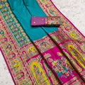 Adorable Teal Blue Pashmina Paithani Silk Woven Zari Saree for Women