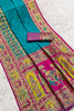 Adorable Teal Blue Pashmina Paithani Silk Woven Zari Saree for Women