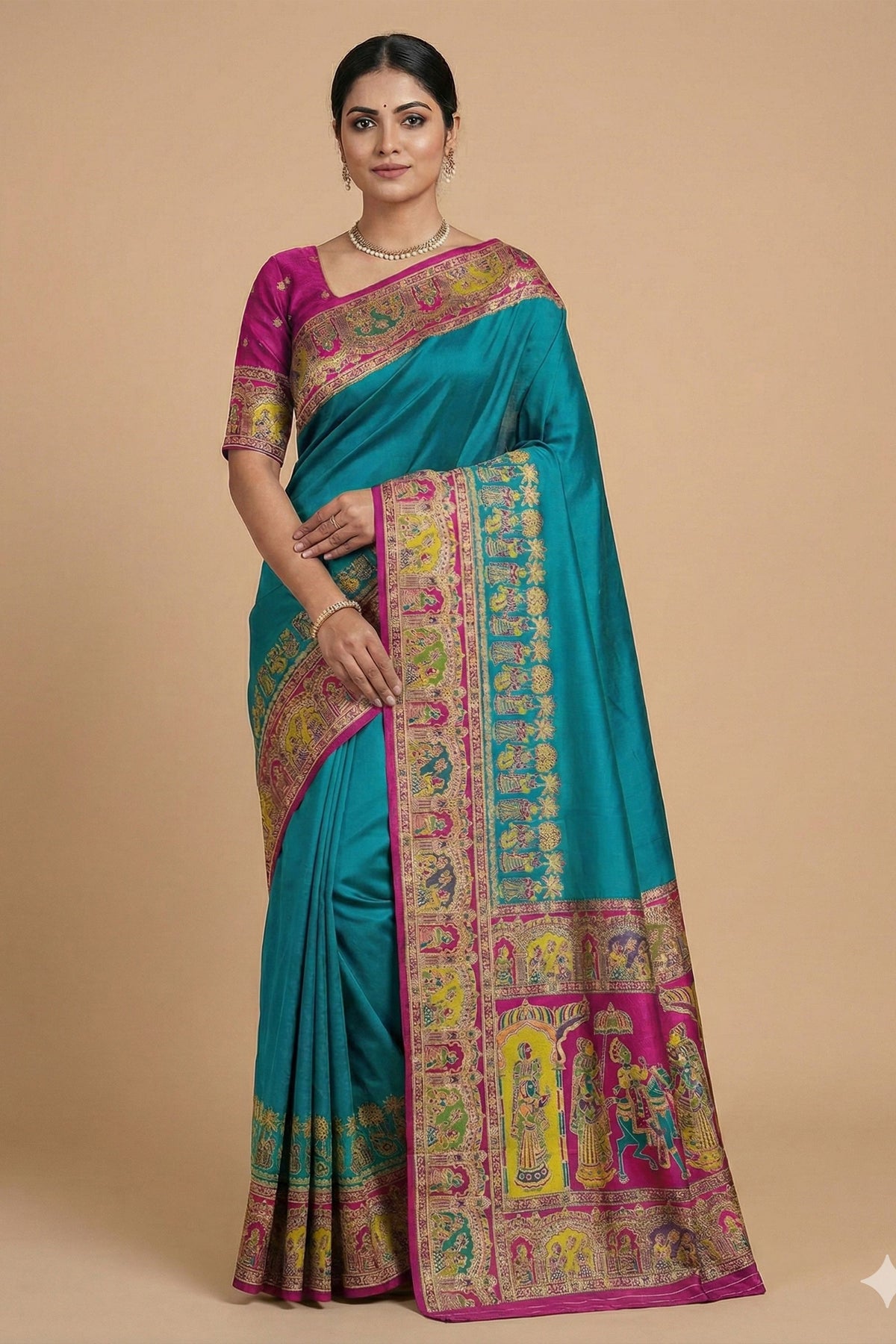 Adorable Teal Blue Pashmina Paithani Silk Woven Zari Saree for Women