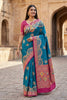 Elegant Teal Blue Pashmina Paithani Silk Motifs Zari Work Saree for Women