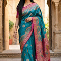 Royal Blue Pashmina Paithani Silk Motifs Zari Work Saree for Women