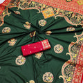 Graceful Dark Green Pashmina Paithani Silk Motifs Zari Work Saree for Women