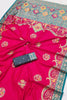 Beautiful Rani Pink Pashmina Paithani Silk Motifs Zari Work Saree for Women