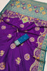 Stylish Purple Pashmina Paithani Silk Motifs Zari Work Saree for Women