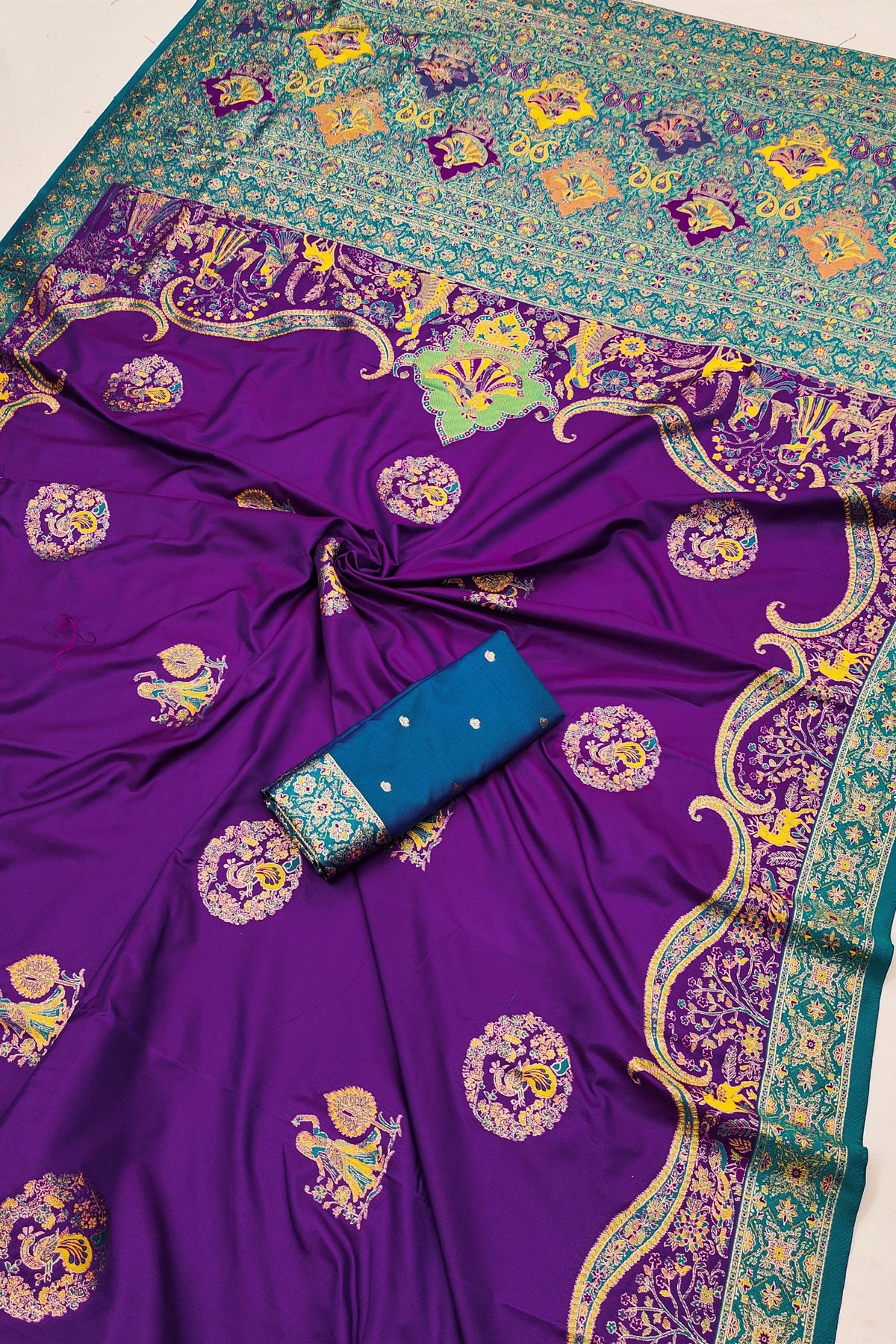 Stylish Purple Pashmina Paithani Silk Motifs Zari Work Saree for Women
