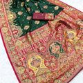 Grateful Dark Green Pashmina Paithani Silk Motifs Zari Work for Women