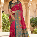 Lovely Rani Pink Pashmina Paithani Silk Motifs Zari Work Saree for Women