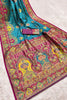 Stylish Teal Blue Pashmina Paithani Silk Motifs Zari Work Saree for Women