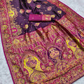 Gorgeous Purple Pashmina Paithani Silk Motifs Zari Work Saree for Women