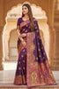 Premium Purple Pashmina Paithani Silk Motifs Zari Work Saree for Women