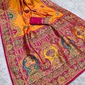 Royal Yellow Pashmina Paithani Silk Motifs Zari Work Saree for Women