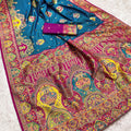 Stunning Blue Pashmina Paithani Silk Motifs Zari Work Saree for Women