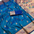 Premium Blue Paithani Silk Rich Zari Weaving Saree for Women