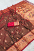Stunning Brown Paithani Silk Rich Zari Weaving Saree for Women