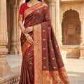 Stunning Brown Paithani Silk Rich Zari Weaving Saree for Women