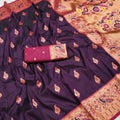 Gorgeous Purple Paithani Silk Rich Zari Weaving Saree for Women
