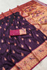 Gorgeous Purple Paithani Silk Rich Zari Weaving Saree for Women